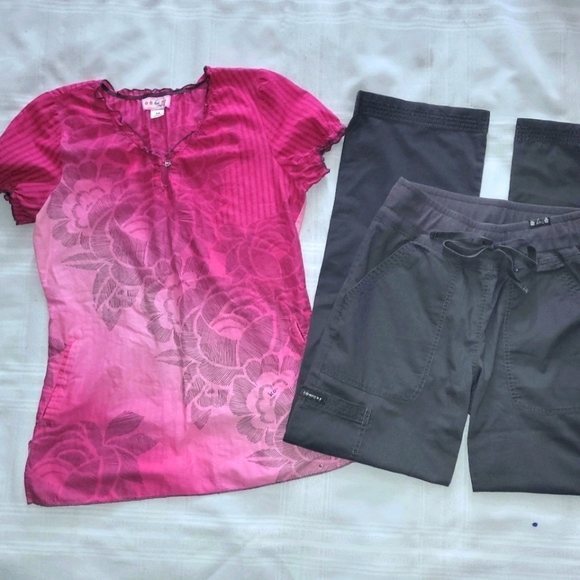 Koi Scrub Top Bridgette Top w Grey Pants size Xsm
